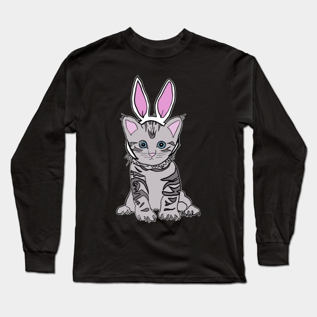 Easter Cat Cute Rabbit Ears dressed up Long Sleeve T-Shirt by design-lab-berlin